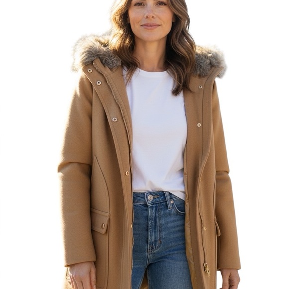 J Crew Vail Parka Removable Faux Fur Trim on Hood Size 0 - Picture 14 of 14